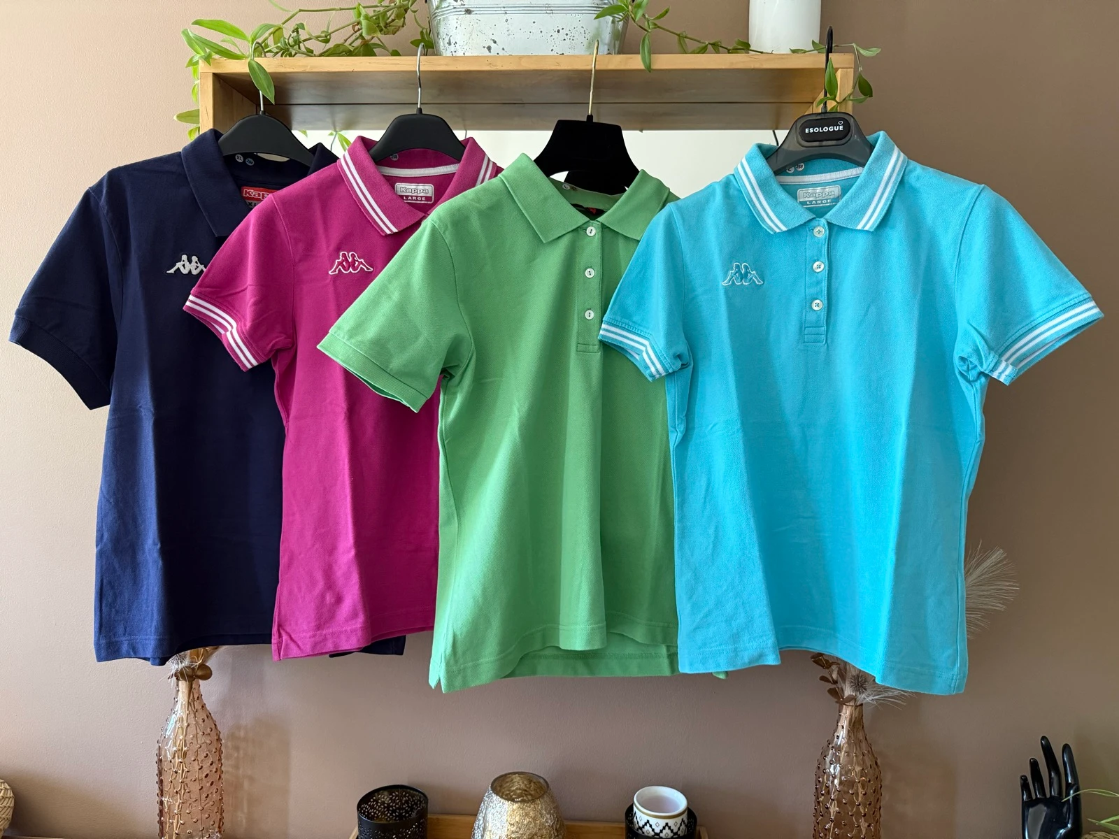 Lot 4 Polos Femme Kappa – Taille L / XL – Rose Vert Bleu – Parfait État